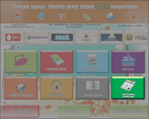 Терминал Новоплат. Электронная коммерция