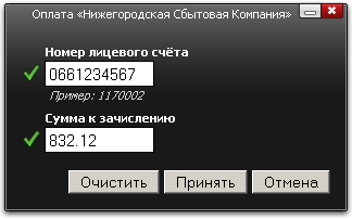 Форма оплаты электроэнергии