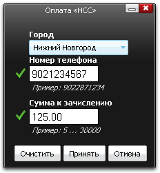 Оплата НСС